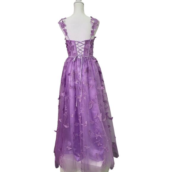Purple Lavender Butterfly Dress Corset Back Formal Prom Wedding Bridesmaid - Picture 10 of 13